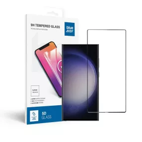   Samsung Galaxy S23 Ultra 5G üvegfólia, tempered glass, előlapi, 5D, edzett, hajlított, fekete kerettel, Bluestar