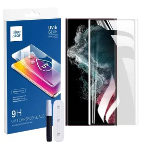   Samsung Galaxy S22 Ultra 5G üvegfólia, tempered glass, előlapi, UV, edzett, hajlított, Bluestar