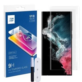   Samsung Galaxy S23 Ultra 5G üvegfólia, tempered glass, előlapi, UV, edzett, hajlított, Bluestar