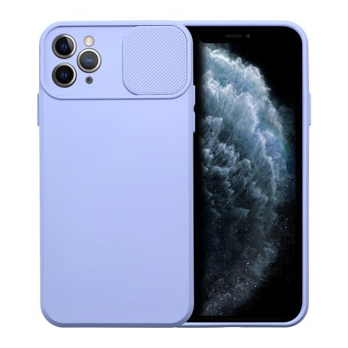 iPhone 11 Pro szilikon tok, hátlap tok, kamera védelemmel, levendula színű, SLIDE Case