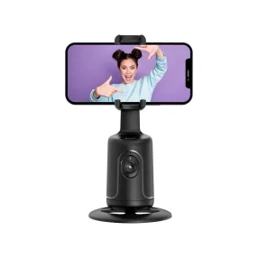   Tripod, asztali mobiltelefon tartó, selfie állvány, arcfelismerő, követő funkcióval, fekete