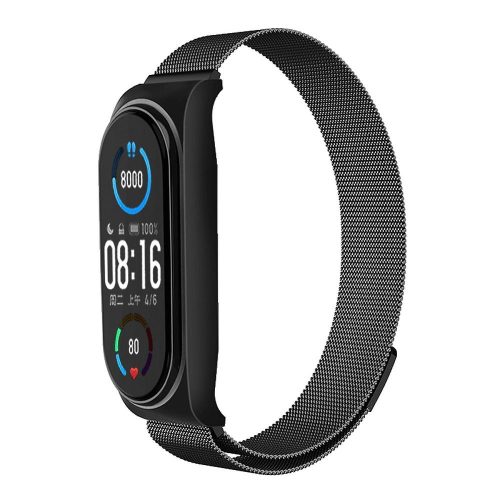 Xiaomi Mi Band 7 okoskarkötő / okosóra fém szíj, fekete színű