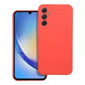   Samsung Galaxy A34 5G szilikon tok, hátlaptok, telefon tok, velúr belsővel, matt, barack színű, Silicone