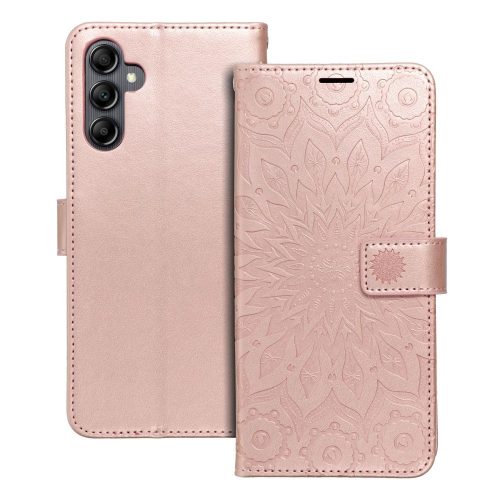 Samsung Galaxy A14 4G / A14 5G könyvtok, fliptok, telefon tok, mágneszáras, bankkártyatartós, mandala mintás, rose gold, Forcell Mezzo