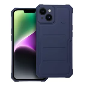   iPhone 14 Plus ütésálló hátlap tok, telefon tok, mikroszálas belsővel, kamera védelemmel, sötétkék, Heavy Duty