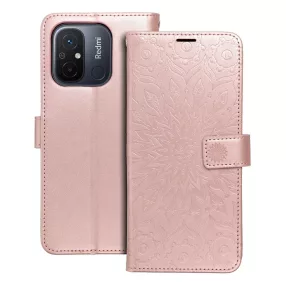   Xiaomi Redmi 12C könyvtok, fliptok, telefon tok, mágneszáras, bankkártyatartós, mandala mintás, rose gold Forcell Mezzo
