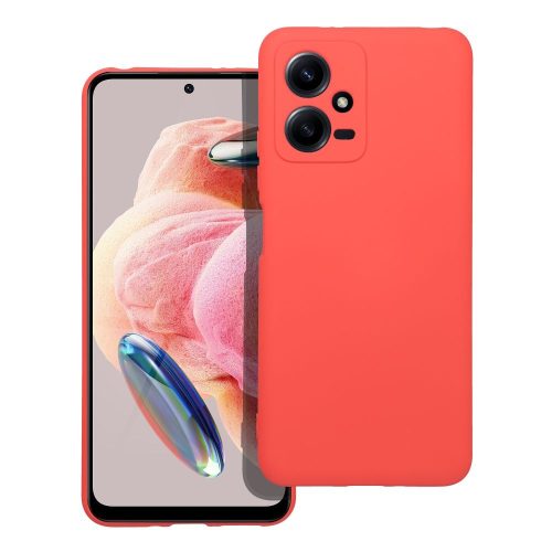 Xiaomi Redmi Note 12 5G (Globál) / Poco X5 5G szilikon tok, hátlaptok, telefon tok, velúr belsővel, matt, barack színű, Silicone