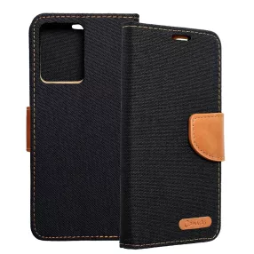   Xiaomi Redmi Note 12 4G könyvtok, fliptok, telefon tok, mágneszáras, bankkártya tartós, fekete, Canvas