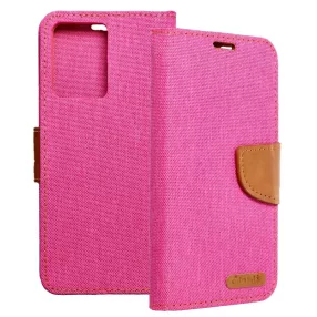   Xiaomi Redmi Note 12 4G könyvtok, fliptok, telefon tok, mágneszáras, bankkártya tartós, rózsaszín, Canvas