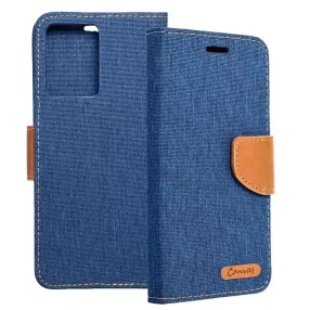   Xiaomi Redmi Note 12 5G (Globál) / Poco X5 5G könyvtok, fliptok, telefon tok, mágneszáras, bankkártya tartós, kék, Canvas