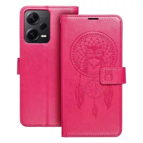   Xiaomi Redmi Note 12 Pro 5G (Globál) / Poco X5 Pro 5G könyvtok, fliptok, telefon tok, mágneszáras, bankkártyatartós, álomfogó mintás, magenta, Forcell Mezzo