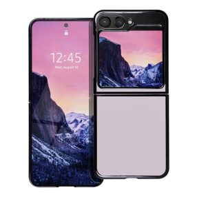   Samsung Galaxy Z Flip5 5G telefon tok, elő+hátlap tok, műanyag, átlátszó, fekete kerettel, SM-F731B/DS