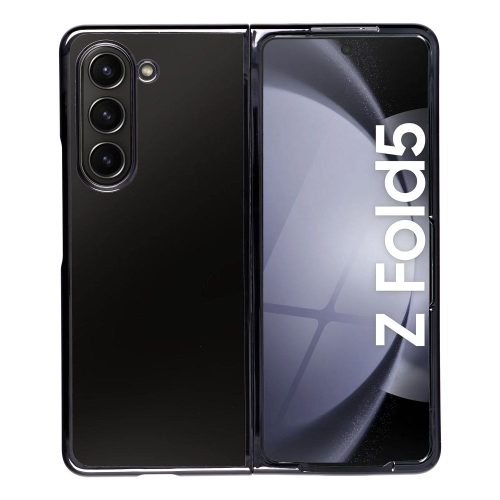 Samsung Galaxy Z Fold 5 5G telefon tok, elő+hátlap tok, műanyag, fényes, fekete+átlátszó, Focus