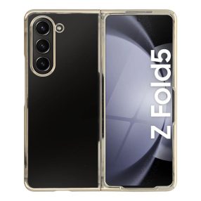  Samsung Galaxy Z Fold5 5G hátlaptok, telefon tok, műanyag, átlátszó, aranyszínű kerettel