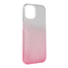   iPhone 15 szilikon tok, hátlaptok, telefon tok, csillámos, pink-ezüst, Shining Case