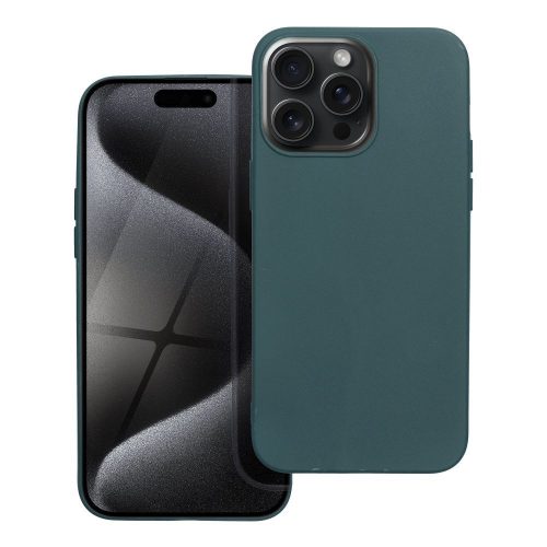 iPhone 15 Pro szilikon tok, telefon tok, hátlaptok, matt, zöld, Matt case