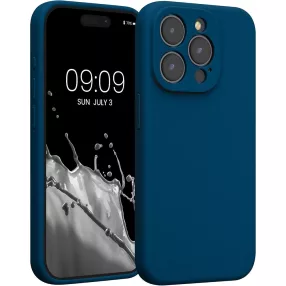   iPhone 15 Pro szilikon tok, telefon tok, hátlaptok, matt, kék, Matt case
