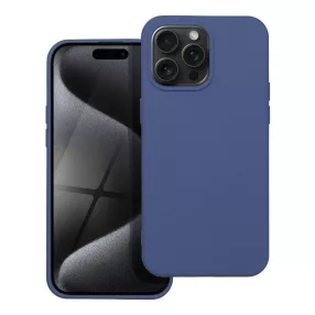   iPhone 15 Pro szilikon tok, hátlaptok, telefon tok, velúr belsővel, matt, kék, Silicone