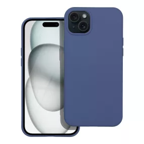   iPhone 15 Plus szilikon tok, hátlaptok, telefon tok, velúr belsővel, matt, kék, Silicone