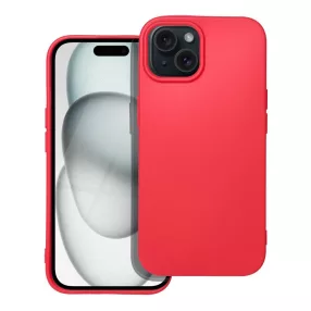   iPhone 15 szilikon tok, hátlaptok, telefon tok, matt, piros, Soft