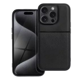   iPhone 15 Pro hátlap tok, telefon tok, stílusos, prémium, fekete, Noble Case