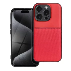   iPhone 15 Pro hátlap tok, telefon tok, stílusos, prémium, piros, Noble Case