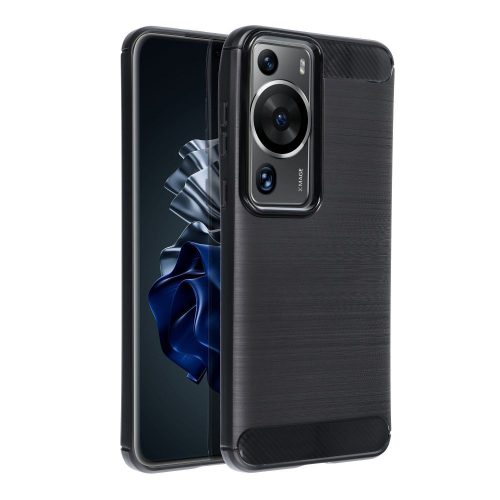 Huawei P60 / P60 Pro szilikon tok, hátlaptok, telefon tok, karbon mintás, fekete, Carbon case