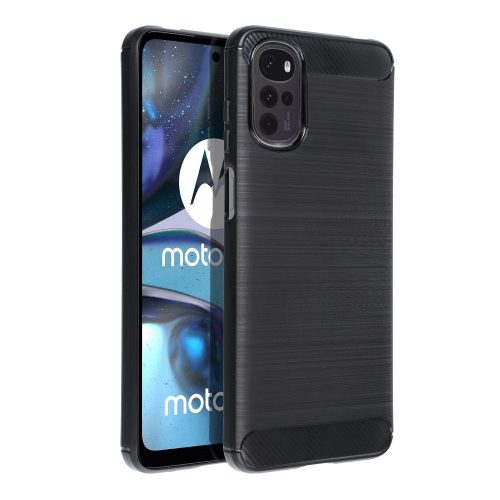 Motorola Moto G22 szilikon tok, hátlaptok, telefon tok, karbon mintás, fekete, Carbon case