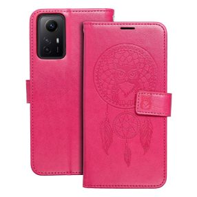   Xiaomi Redmi Note 12s 4G könyvtok, fliptok, telefon tok, mágneszáras, bankkártyatartós, álomfogó mintás, magenta, Forcell Mezzo