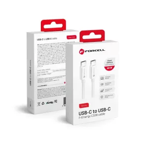   USB-C (Type-C) adatkábel, töltőkábel, QC4.0, PD gyorstöltő, fehér, 60W 50cm, Forcell C338