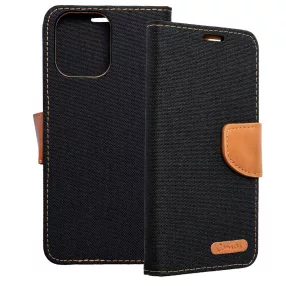   Xiaomi Redmi 12 4G / 5G könyvtok, fliptok, telefon tok, mágneszáras, bankkártya tartós, fekete, Canvas