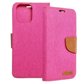   Xiaomi Redmi 12 4G / 5G könyvtok, fliptok, telefon tok, mágneszáras, bankkártya tartós, rózsaszín, Canvas