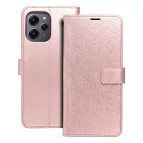   Xiaomi Redmi 12 4G / 5G könyvtok, fliptok, telefon tok, mágneszáras, bankkártyatartós, mandala mintás, rose gold, Forcell Mezzo