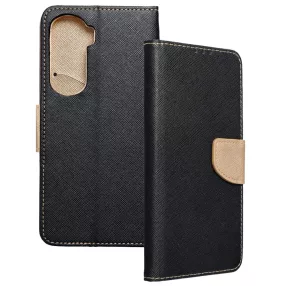   Honor 90 Lite 5G könyvtok, fliptok, telefon tok, bankkártyatartós, mágneszáras, fekete-arany, Fancy