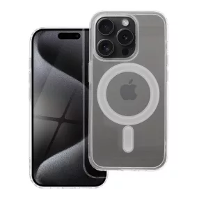   iPhone 15 Pro Max hátlaptok, telefon tok, MagSafe kompatibilis, átlátszó, Mag Cover