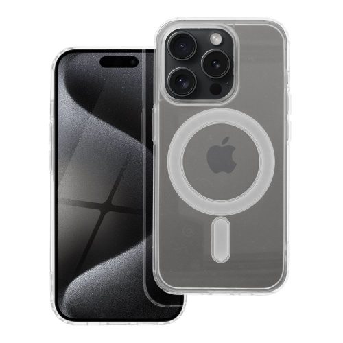 iPhone 15 Pro Max hátlaptok, telefon tok, MagSafe kompatibilis, átlátszó, Mag Cover