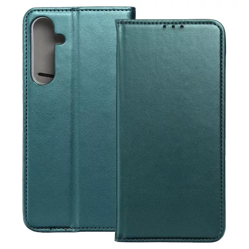Samsung Galaxy S23 FE 5G könyvtok, fliptok, telefon tok, bankkártyatartós, mágneszáras, zöld, Smart Magneto