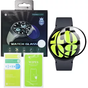   Samsung Galaxy Watch 6 Classic 47mm okosóra kijelzővédő fólia, hibrid, flexibilis, 3D, hajlított, fekete kerettel, Bestsuit