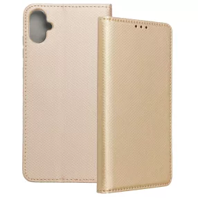   Samsung Galaxy A05 könyvtok, fliptok, telefon tok, bankkártyatartós, mágneszáras, arany, Smart Case book