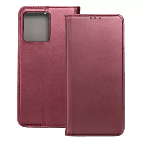   Motorola Edge 40 Neo 5G könyvtok, fliptok, telefon tok, bankkártyatartós, mágneszáras, bordó, Smart Magneto