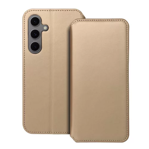 Samsung Galaxy S24 Plus 5G (S24+ 5G) könyvtok, fliptok, telefon tok, bankkártyatartós, mágneszáras, arany, Dual Pocket