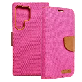   Samsung Galaxy S24 Ultra 5G könyvtok, fliptok, telefon tok, mágneszáras, bankkártya tartós, rózsaszín, Canvas