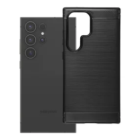   Samsung Galaxy S24 Ultra 5G szilikon tok, hátlaptok, telefon tok, karbon mintás, fekete, Carbon case