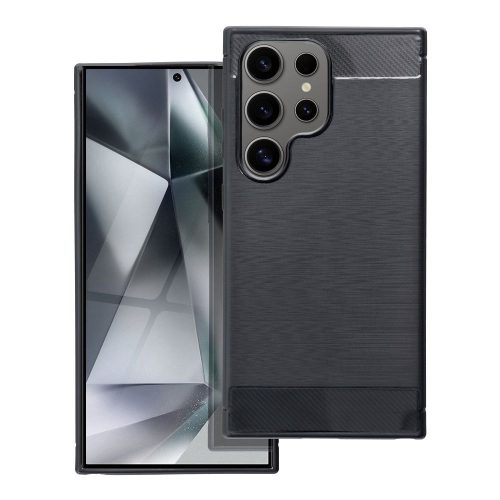 Samsung Galaxy S24 Ultra 5G szilikon tok, hátlaptok, telefon tok, karbon mintás, fekete, Carbon case