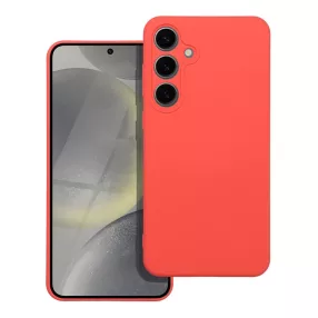   Samsung Galaxy S24 5G szilikon tok, hátlaptok, telefon tok, velúr belsővel, matt, barack színű, Silicone