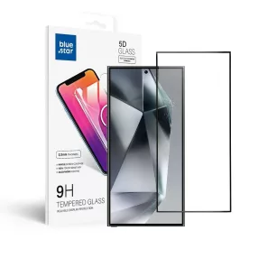   Samsung Galaxy S24 Ultra 5G üvegfólia, tempered glass, előlapi, 5D, edzett, hajlított, fekete kerettel, Bluestar