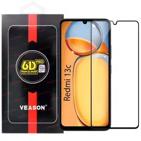   Xiaomi Redmi 13C / Poco C65 üvegfólia, tempered glass, előlapi, edzett, hajlított, fekete kerettel, Veason 6D Pro