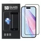 iPhone 15 Plus / 16 Plus üvegfólia, tempered glass, előlapi, 5D, edzett, hajlított, fekete kerettel
