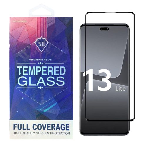 Xiaomi 13 Lite 5G üvegfólia, tempered glass, előlapi, 5D, edzett, hajlított, fekete kerettel