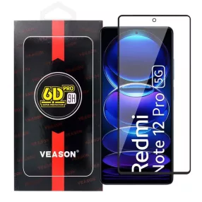   Xiaomi Redmi Note 12 Pro 5G / Redmi Note 12 Pro Plus 5G / Poco X5 Pro 5G üvegfólia, tempered glass, előlapi, edzett, hajlított, fekete kerettel, Veason 6D Pro